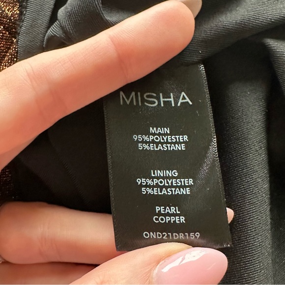 Misha Collection Copper Pearl Metallic Dress - Picture 9 of 9